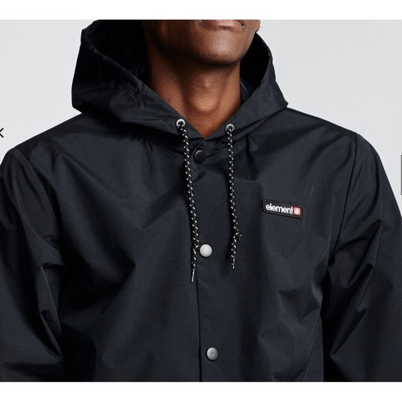 $65 Element Men’s Alder Primo Hooded Coach Jacket In Black Light Weight Size S - Picture 3 of 4